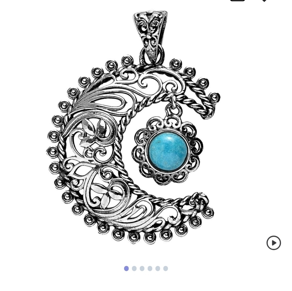 🆕️ Sterling Silver Artisan Crafted Blue Ridge Turquoise Crescent Moon Pendant
